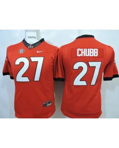 Bulldogs #27 Nick Chubb Red Stitched Youth NCAA Jersey