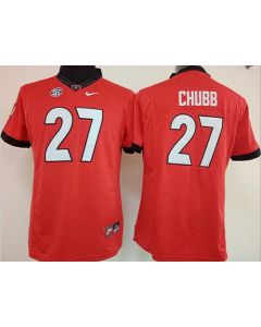 Bulldogs #27 Nick Chubb Red Women's Stitched NCAA Jersey