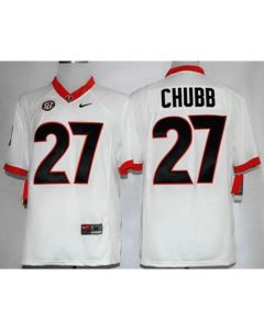 Bulldogs #27 Nick Chubb White Limited Stitched NCAA Jersey