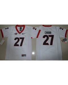 Bulldogs #27 Nick Chubb White Stitched Youth NCAA Jersey