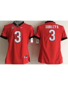 Bulldogs #3 Todd Gurley II Red Women's Stitched NCAA Jersey