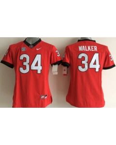 Bulldogs #34 Herschel Walker Red Women's Stitched NCAA Jersey
