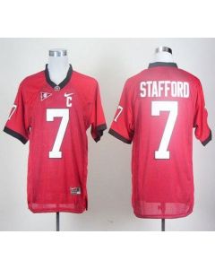 Bulldogs #7 Matthew Stafford Red With C Patch Stitched NCAA Jersey