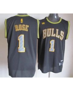 Bulls #1 Derrick Rose Black Electricity Fashion Stitched NBA Jersey
