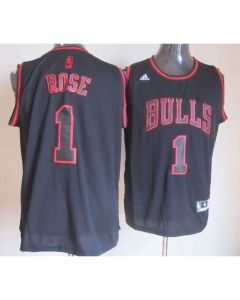 Bulls #1 Derrick Rose Black Graystone Fashion Stitched NBA Jersey