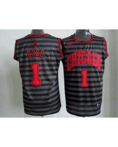 Bulls #1 Derrick Rose Black/Grey Groove Stitched NBA Jersey