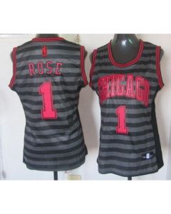 Bulls #1 Derrick Rose Black/Grey Women's Groove Stitched NBA Jersey
