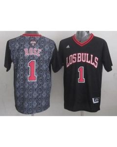 Bulls #1 Derrick Rose Black New Latin Nights Stitched NBA Jersey