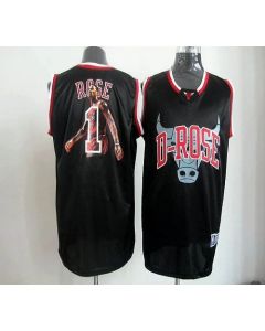 Bulls #1 Derrick Rose Black Notorious Stitched NBA Jersey