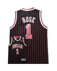 Bulls #1 Derrick Rose Black Red Strip Stitched NBA Jersey