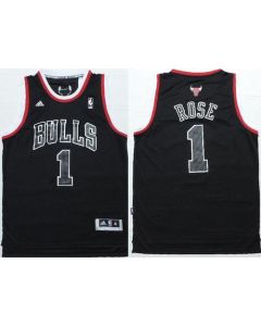 Bulls #1 Derrick Rose Black Shadow Red Strip Stitched NBA Jersey