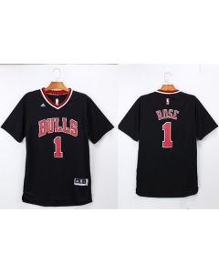 Bulls #1 Derrick Rose Black Short Sleeve Stitched NBA Jersey