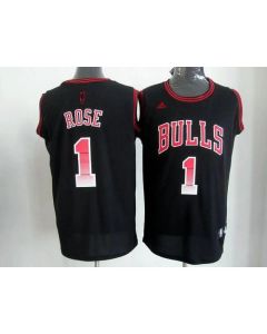 Bulls #1 Derrick Rose Black Stitched NBA Vibe Jersey