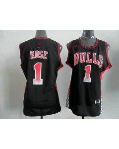 Bulls #1 Derrick Rose Black Women's Vibe Stitched NBA Jersey