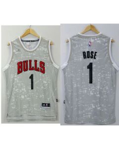 Bulls #1 Derrick Rose Grey City Light Stitched NBA Jersey