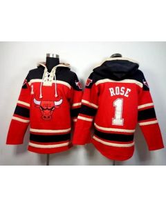 Bulls #1 Derrick Rose Red Sawyer Hooded Sweatshirt NBA Hoodie