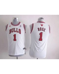 Bulls #1 Derrick Rose White Stitched Youth NBA Jersey