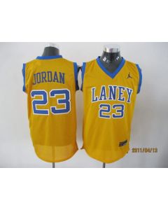 Bulls #23 Jordan Stitched Yellow Laney High School Classic NBA Jersey