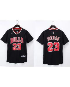 Bulls #23 Michael Jordan Black Short Sleeve Stitched NBA Jersey