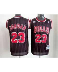 Bulls #23 Michael Jordan Black With Red Strip Throwback Stitched NBA Jersey