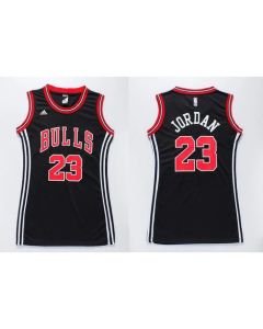 Bulls #23 Michael Jordan Black Women's Dress Stitched NBA Jersey