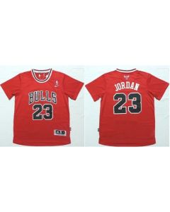 Bulls #23 Michael Jordan Red Short Sleeve Stitched NBA Jersey