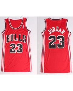 Bulls #23 Michael Jordan Red Women's Dress Stitched NBA Jersey