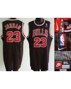 Bulls #23 Michael Jordan Stitched Black Red Strip NBA Jersey