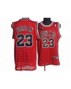 Bulls #23 Michael Jordan Stitched Red Champion Patch NBA Jersey