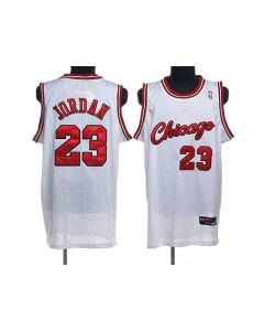 Bulls #23 Michael Jordan Stitched White Crabbed Typeface NBA Jersey