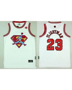 Bulls #23 Michael Jordan White FlightMan Stitched NBA Jersey