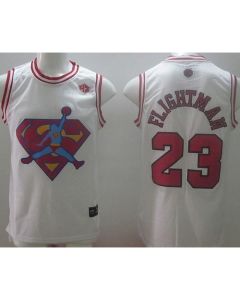 Bulls #23 Michael Jordan White Flightman Stitched NBA Jersey