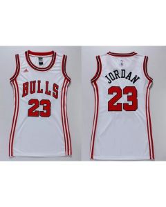Bulls #23 Michael Jordan White Women's Dress Stitched NBA Jersey