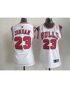 Bulls #23 Michael Jordan White Women's Home Stitched NBA Jersey