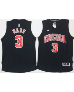 Bulls #3 Dwyane Wade Black Fashion Stitched NBA Jersey