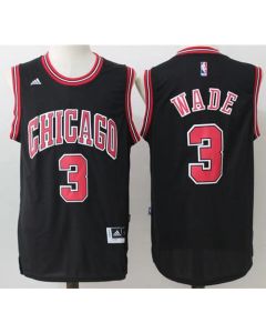 Bulls #3 Dwyane Wade Black Stitched NBA Jersey