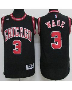 Bulls #3 Dwyane Wade Black Stitched Youth NBA Jersey