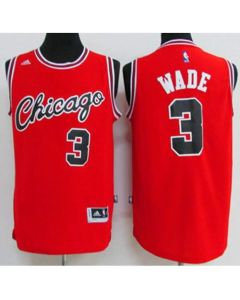 Bulls #3 Dwyane Wade Red Crabbed Typeface Throwback Stitched NBA Jersey