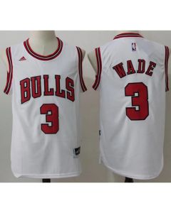 Bulls #3 Dwyane Wade White Stitched NBA Jersey