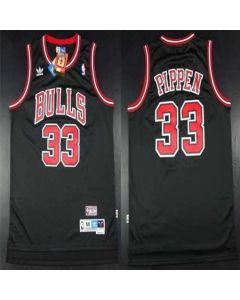 Bulls #33 Scottie Pippen Black Throwback Stitched NBA Jersey