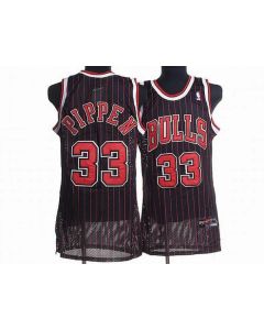 Bulls #33 Scottie Pippen Stitched Black Red Strip NBA Jersey