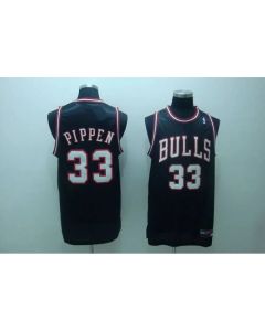 Bulls #33 Scottie Pippen Stitched Black White Number NBA Jersey