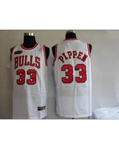 Bulls #33 Scottie Pippen Stitched White Champion Patch NBA Jersey