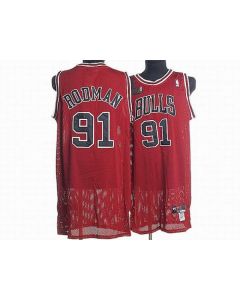 Bulls #91 Dennis Rodman Stitched Red Champion Patch NBA Jersey