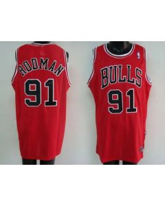 Bulls #91 Dennis Rodman Stitched Red NBA Jersey