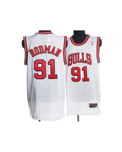 Bulls #91 Dennis Rodman Stitched White NBA Jersey