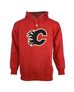 Calgary Flames Old Time Hockey Big Logo with Crest Pullover Hoodie Red
