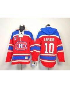 Canadiens #10 Guy Lafleur Red Sawyer Hooded Sweatshirt Stitched NHL Jersey