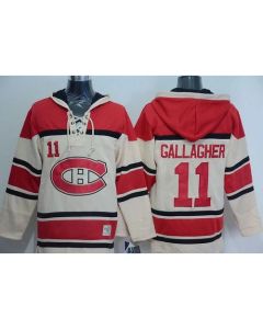 Canadiens #11 Brendan Gallagher Cream Sawyer Hooded Sweatshirt Stitched NHL Jersey