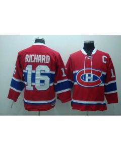 Canadiens #16 Henri Richard Stitched Red CH CCM Throwback NHL Jersey